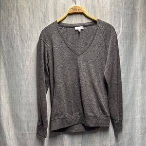 Aritzia Community Gray V-Neck Long Sleeve Top size XS